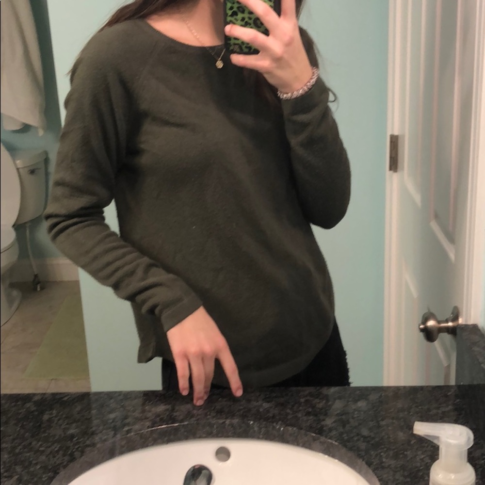 green sweater